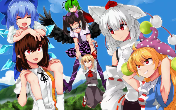 Rumia (Touhou) Hatate Himekaidou Wriggle Nightbug Cirno (Touhou) Aya Shameimaru Momiji Inubashiri Clownpiece (Touhou) Anime Touhou HD Desktop Wallpaper | Background Image