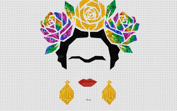 glitter minimalist portrait woman Frida Kahlo HD Desktop Wallpaper | Background Image