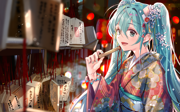Anime Vocaloid Hatsune Miku Kimono HD Wallpaper | Background Image