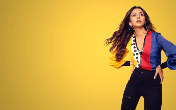 long hair earrings Bollywood actress Indian brunette Celebrity Rakul Preet Singh HD Desktop Wallpaper | Background Image