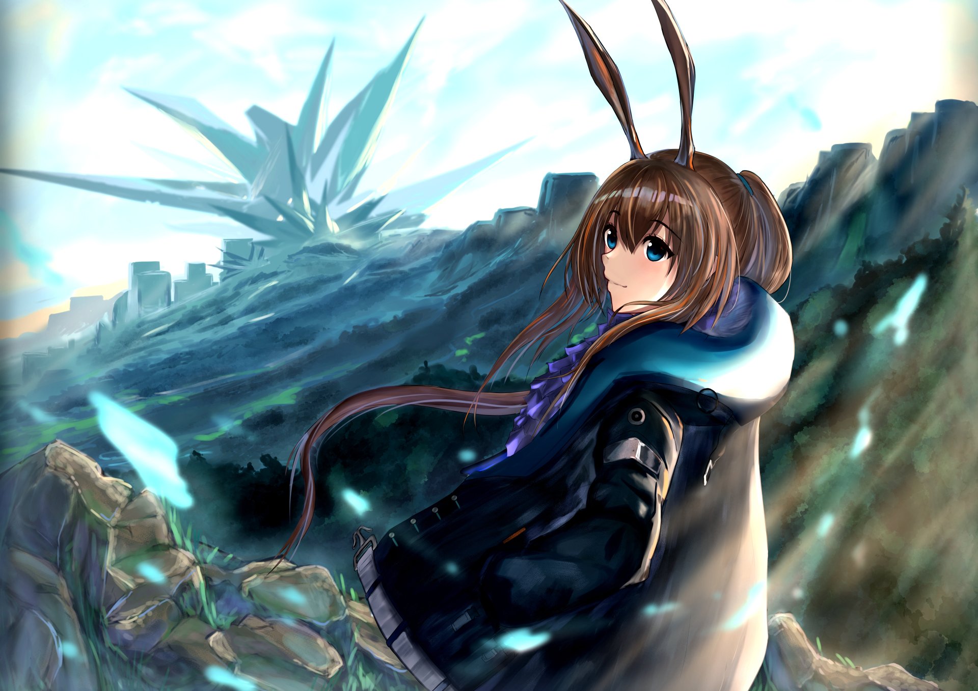 Download Blue Eyes Brown Hair Long Hair Amiya (Arknights) Video Game Arknights 4k Ultra HD Wallpaper by beni0421