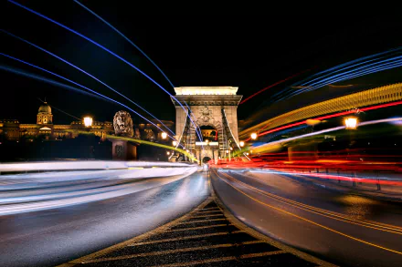 time lapse Budapest Hungary man made Chain Bridge HD Desktop Wallpaper | Background Image