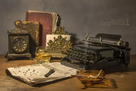 newspaper pen book watch man made typewriter HD Desktop Wallpaper | Background Image