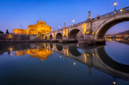 Italy Ponte Sant'Angelo river bridge man made Rome HD Desktop Wallpaper | Background Image