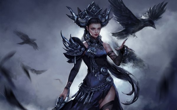 Fantasy Witch Raven Bird HD Wallpaper | Background Image