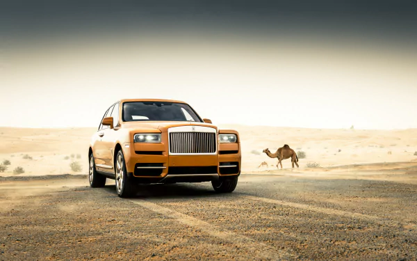 desert orange car SUV car Rolls-Royce vehicle Rolls-Royce Cullinan HD Desktop Wallpaper | Background Image