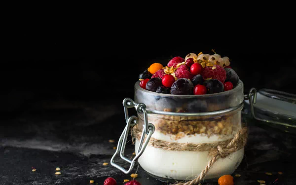 still life berry food yogurt HD Desktop Wallpaper | Background Image