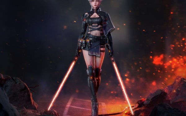 Sci Fi Star Wars Lightsaber White Hair Short Hair Woman Warrior HD Wallpaper | Background Image