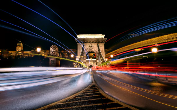 time lapse Budapest Hungary man made Chain Bridge HD Desktop Wallpaper | Background Image