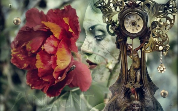 Artistic Collage Flower Clock HD Wallpaper | Background Image