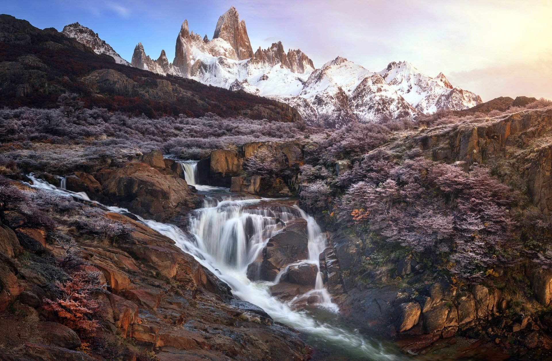 Download Mountain Nature Waterfall Argentina HD Wallpaper