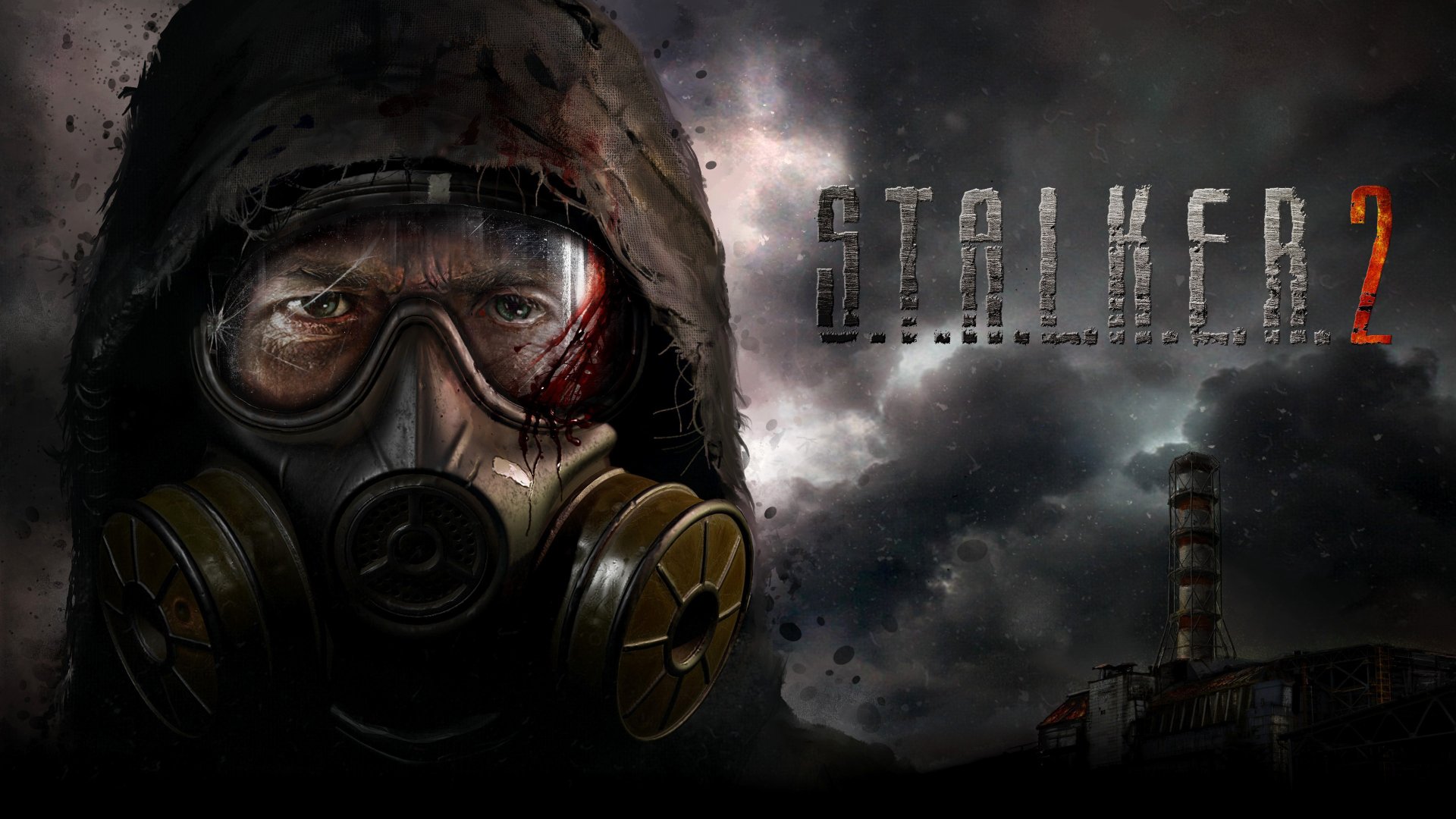 4K Ultra HD desktop wallpaper featuring a gas mask-wearing character from the video game S.T.A.L.K.E.R. 2: Heart of Chernobyl against a dark, industrial background.