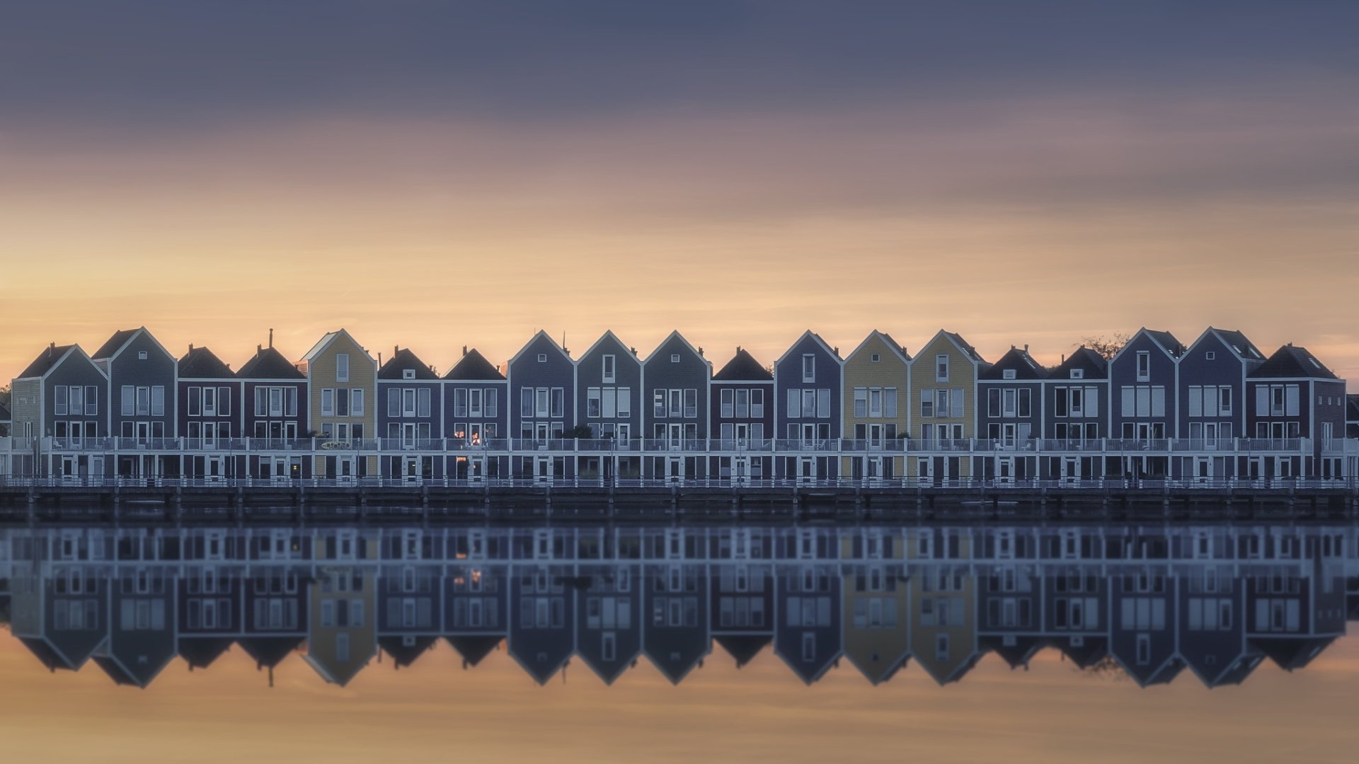 Download Houten Reflection River Netherlands Architecture House Man Made City HD Wallpaper