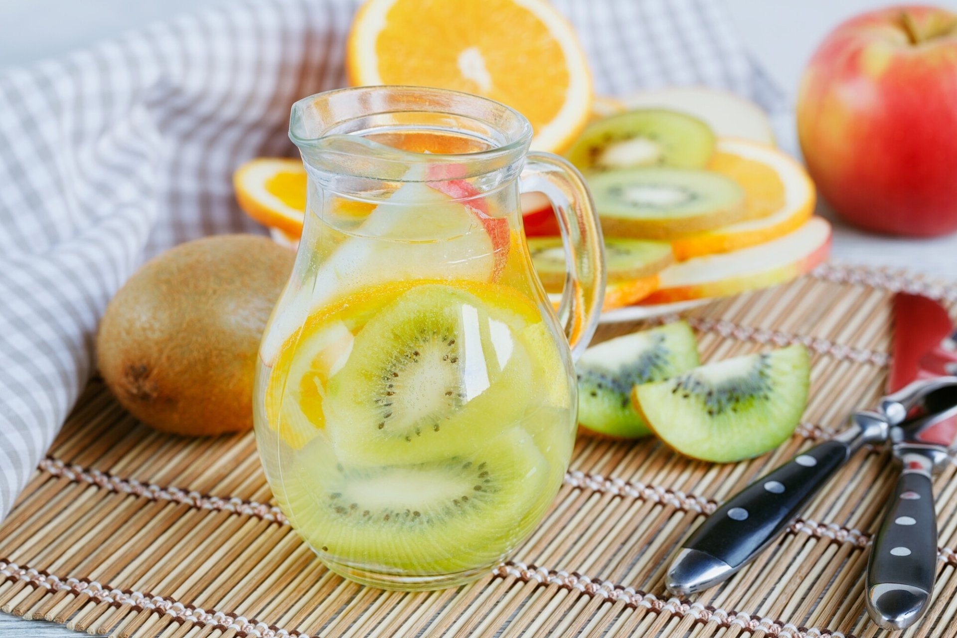 Download Jug Kiwi Orange (Fruit) Apple Food Drink HD Wallpaper