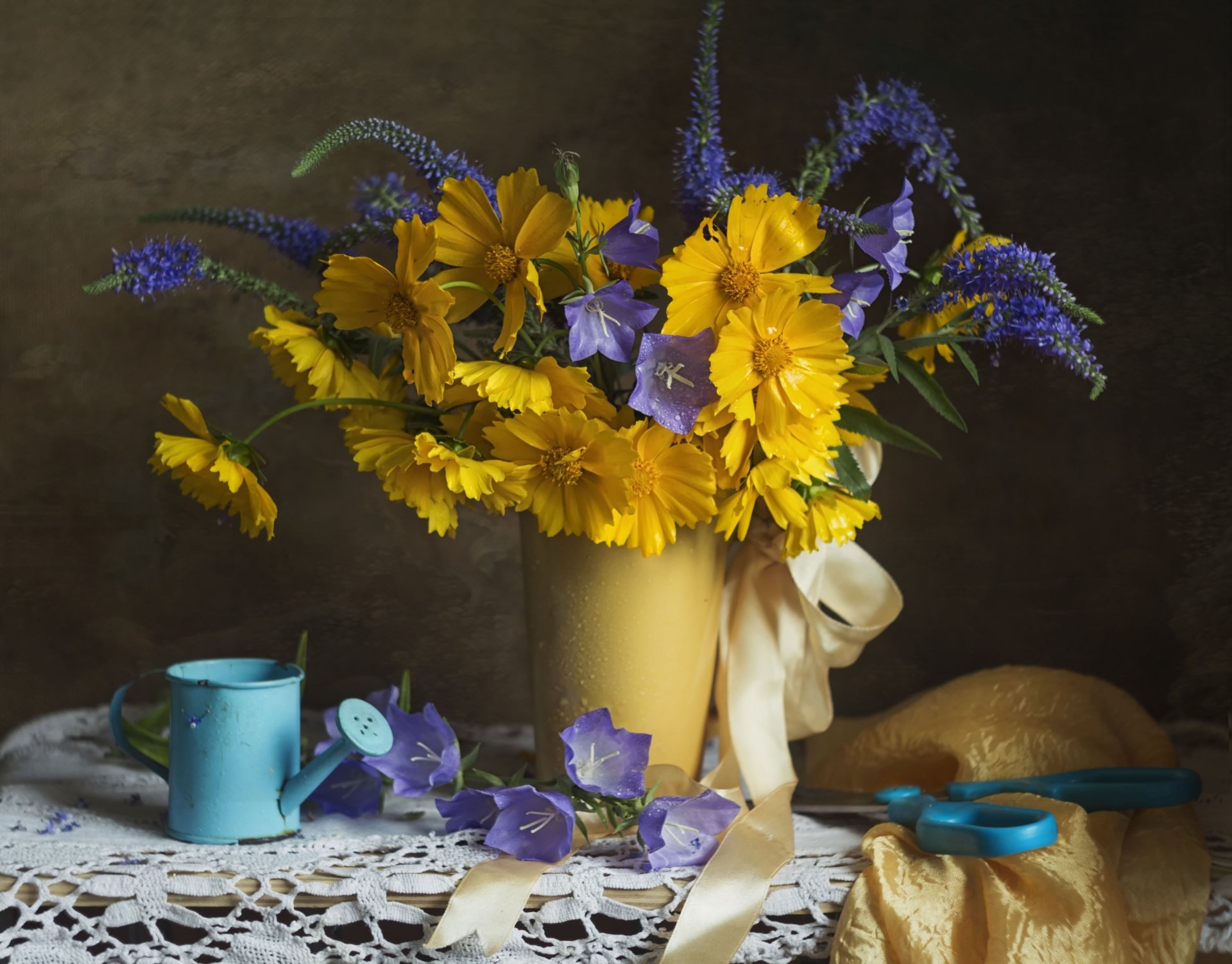 Download Flower Bellflower Cosmos Watering Can Bouquet Photography ...