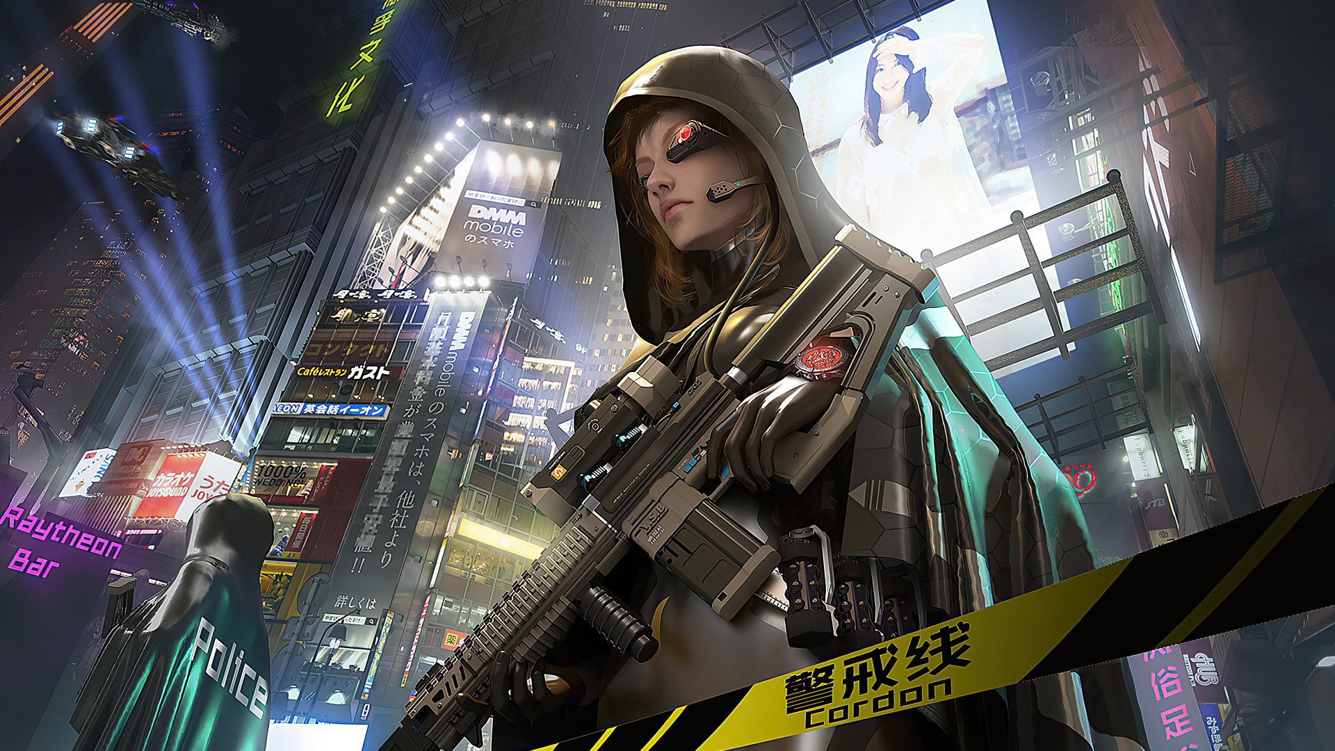 Download Police Futuristic Weapon Sci Fi Cyborg 4k Ultra HD Wallpaper by Subin You