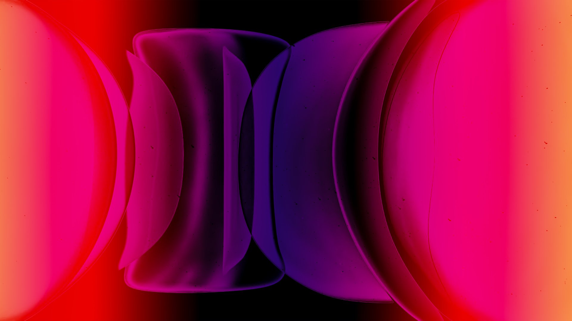 Abstract red 4K Ultra HD PC desktop wallpaper and background: glossy curved forms and gradients of red, magenta and deep purple creating mirrored, lens-like shapes.