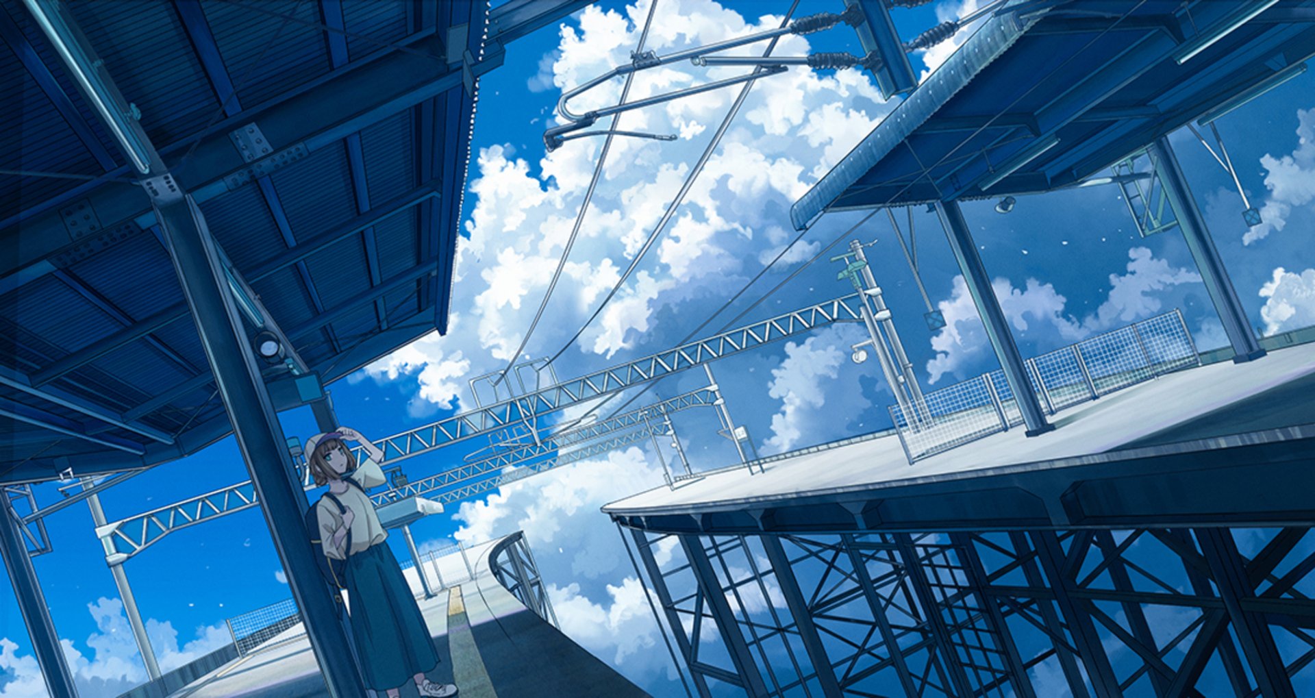 Download Station Cloud Sky Anime Original Sky Anime HD Wallpaper by ヨマニカ