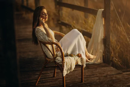 mood chair Marta Belda rose woman model HD Desktop Wallpaper | Background Image