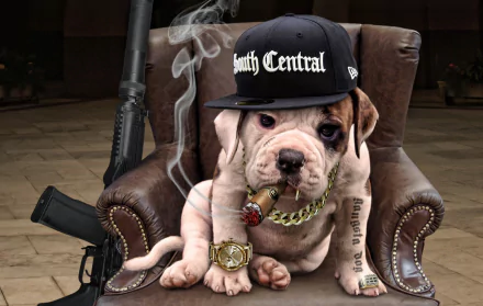 humor gangster dog Animal english bulldog HD Desktop Wallpaper | Background Image