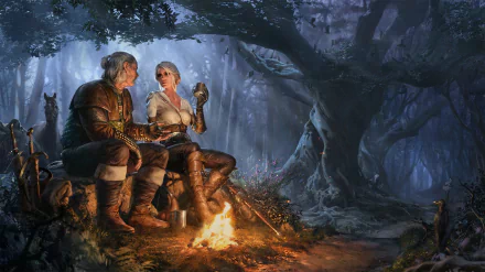 camp fire Ciri (The Witcher) video game The Witcher 3: Wild Hunt HD Desktop Wallpaper | Background Image