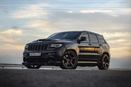 black car SUV car Jeep Jeep Grand Cherokee vehicle Jeep Grand Cherokee SRT8 HD Desktop Wallpaper | Background Image