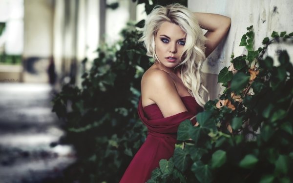 Women Model Depth Of Field Blonde Blue Eyes Dress HD Wallpaper | Background Image