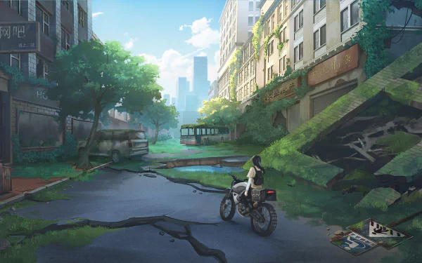 motorcycle Anime post apocalyptic anime motorcycle HD Desktop Wallpaper | Background Image
