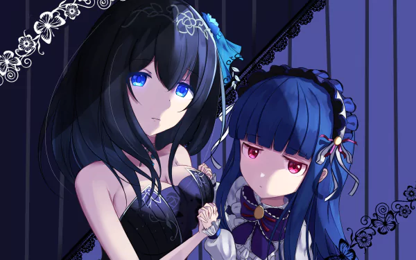 black hair blue hair pink eyes blue eyes The iDOLM@STER Cinderella Girls Yukimi Sajo Anime THE iDOLM@STER: Cinderella Girls Starlight Stage HD Desktop Wallpaper | Background Image