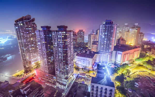 building China skyscraper city night man made Chongqing HD Desktop Wallpaper | Background Image