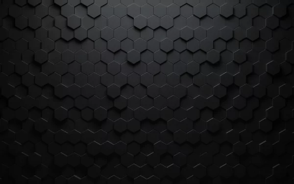 Abstract black honeycomb pattern with a textured 3D effect, designed as an HD PC desktop wallpaper and background.