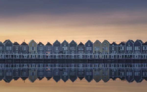 Houten reflection river Netherlands architecture house man made city HD Desktop Wallpaper | Background Image