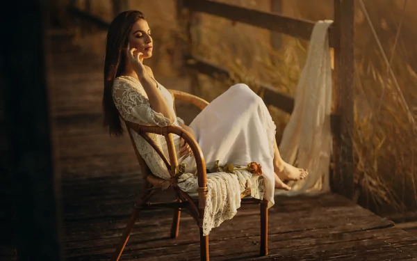 mood chair Marta Belda rose woman model HD Desktop Wallpaper | Background Image