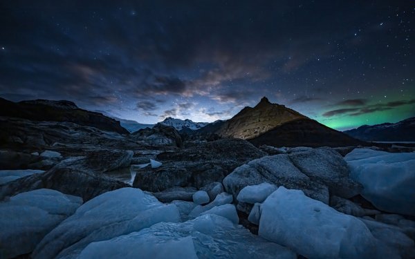 Earth Aurora Borealis Winter Stars Cloud Mountain Night Ice HD Wallpaper | Background Image