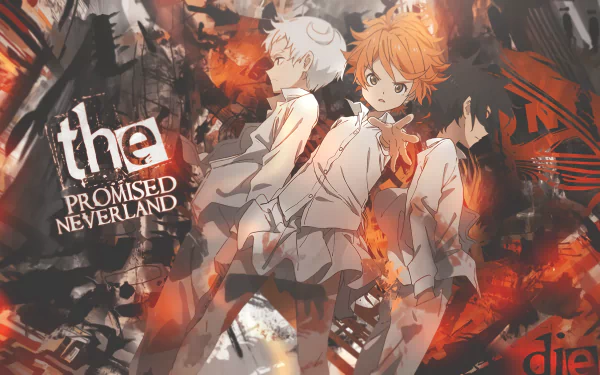 Ray (The Promised Neverland) Norman (The Promised Neverland) Emma (The Promised Neverland) Anime The Promised Neverland HD Desktop Wallpaper | Background Image