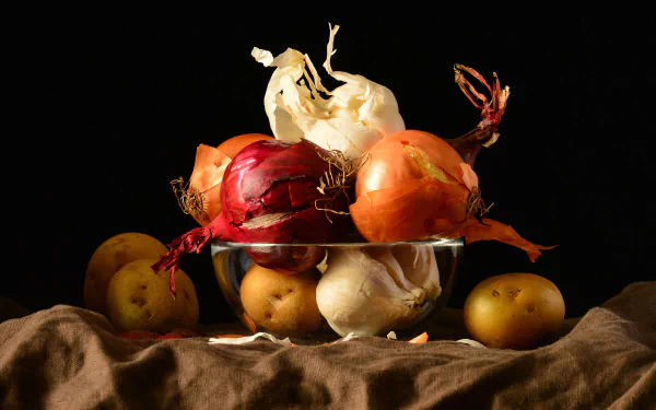 potato garlic onion food vegetable HD Desktop Wallpaper | Background Image