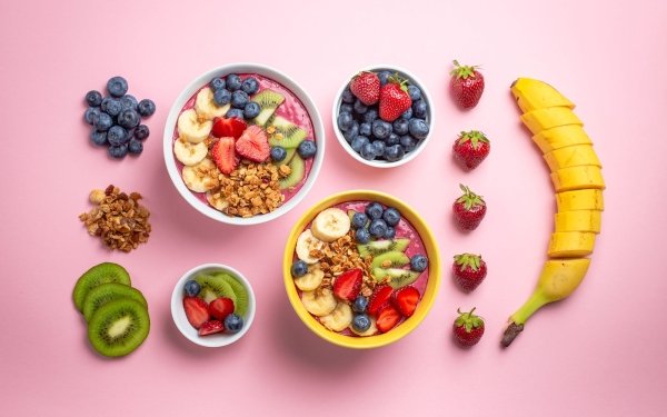 Food Breakfast Berry Kiwi Blueberry Strawberry Banana Fruit HD Wallpaper | Background Image