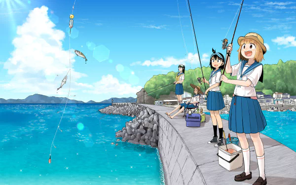 Hina Tsurugi Makoto Oono Yuuki Kuroiwa Natsumi Hodaka Anime Diary of Our Days at the Breakwater HD Desktop Wallpaper | Background Image
