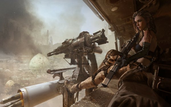 Military Women Woman Warrior Weapon Post Apocalyptic Futuristic Machine Gun HD Wallpaper | Background Image