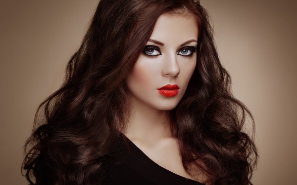 Women Model Brunette Lipstick Blue Eyes HD Wallpaper | Background Image