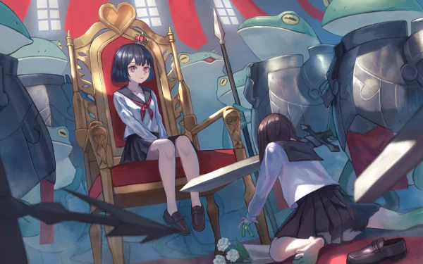 school uniform throne Anime Original HD Desktop Wallpaper | Background Image