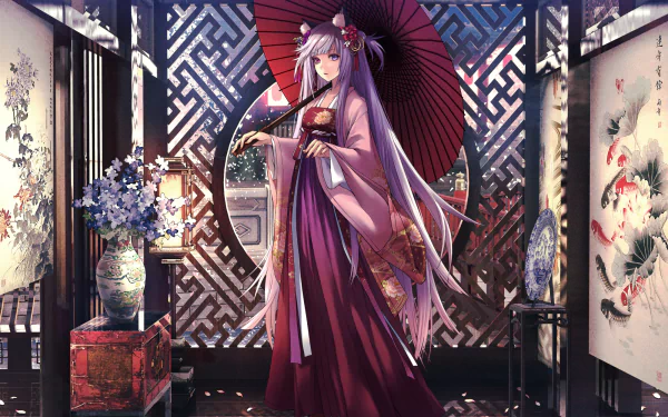 long hair parasol Anime Original HD Desktop Wallpaper | Background Image