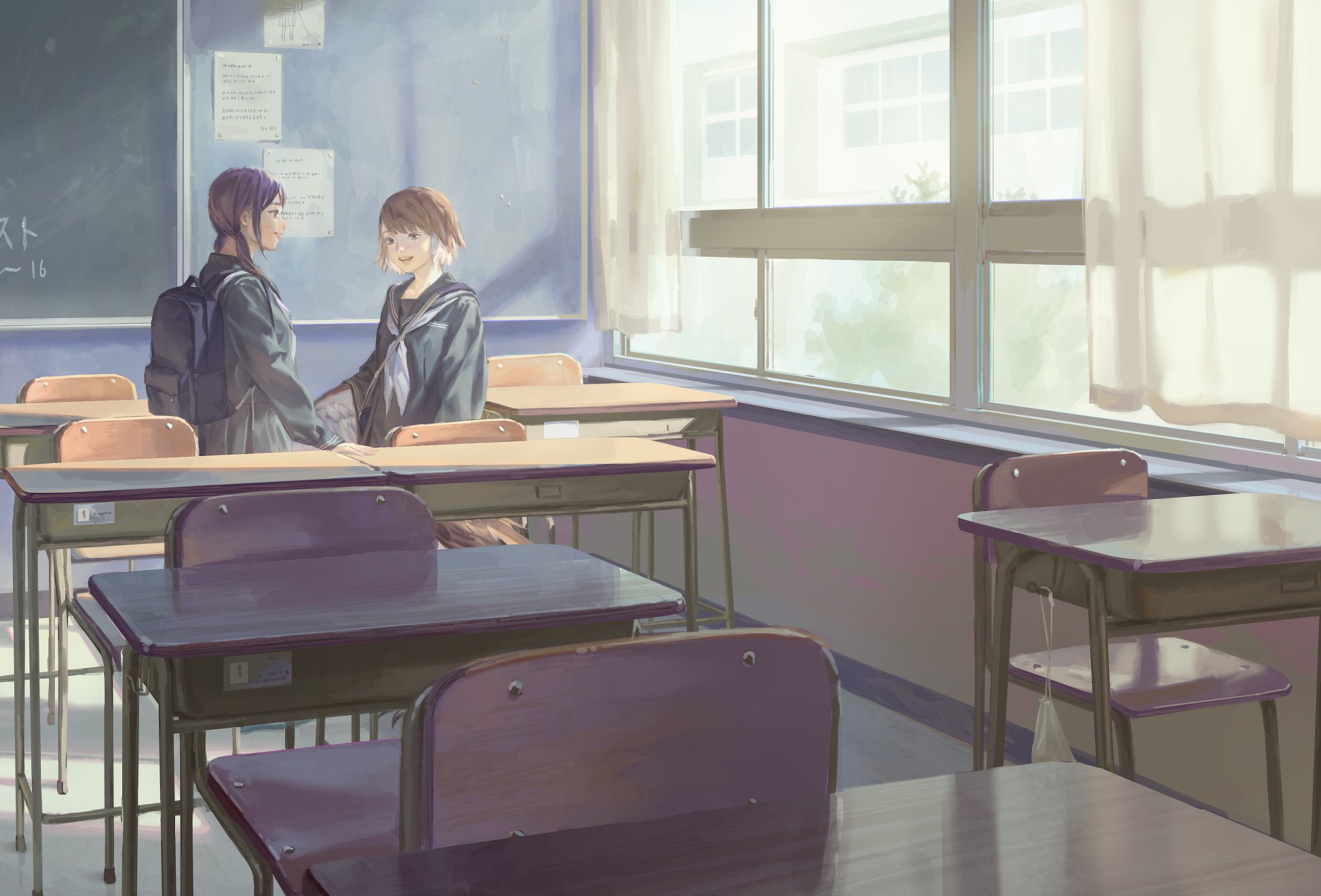 Anime Classroom HD Wallpaper by ツナ