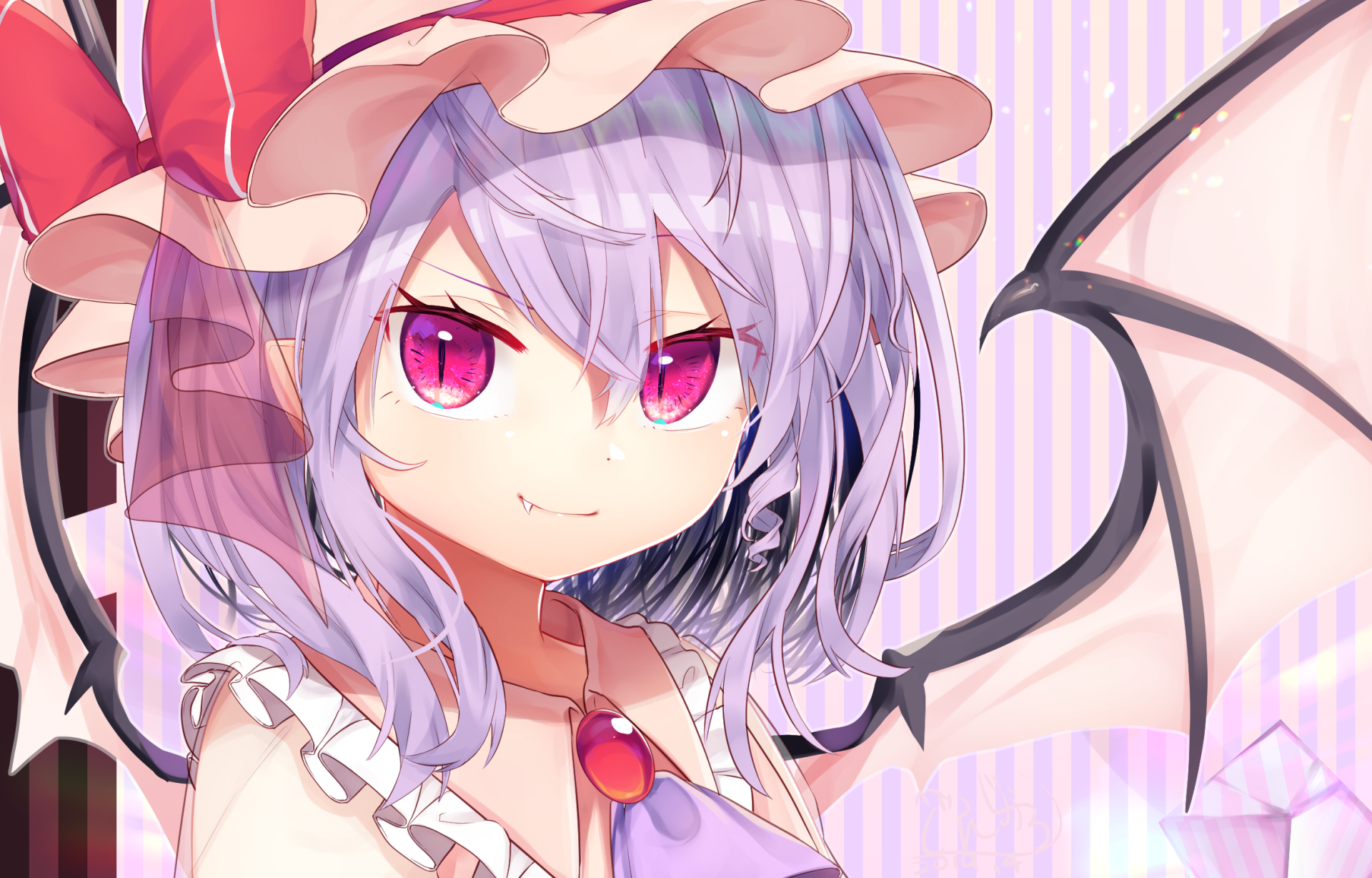 Download White Hair Purple Eyes Remilia Scarlet Anime Touhou HD Wallpaper by 群青狼