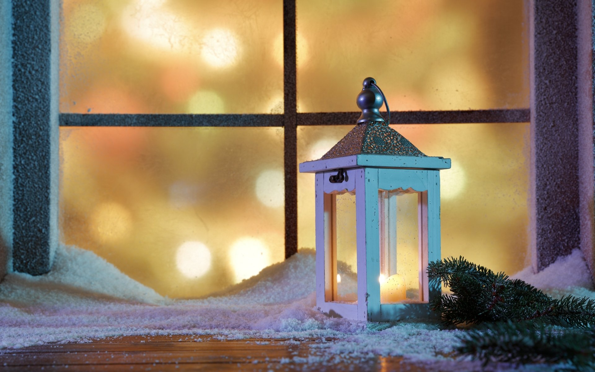 Download Snow Window Lantern Holiday Christmas HD Wallpaper | 2880x1800 ...