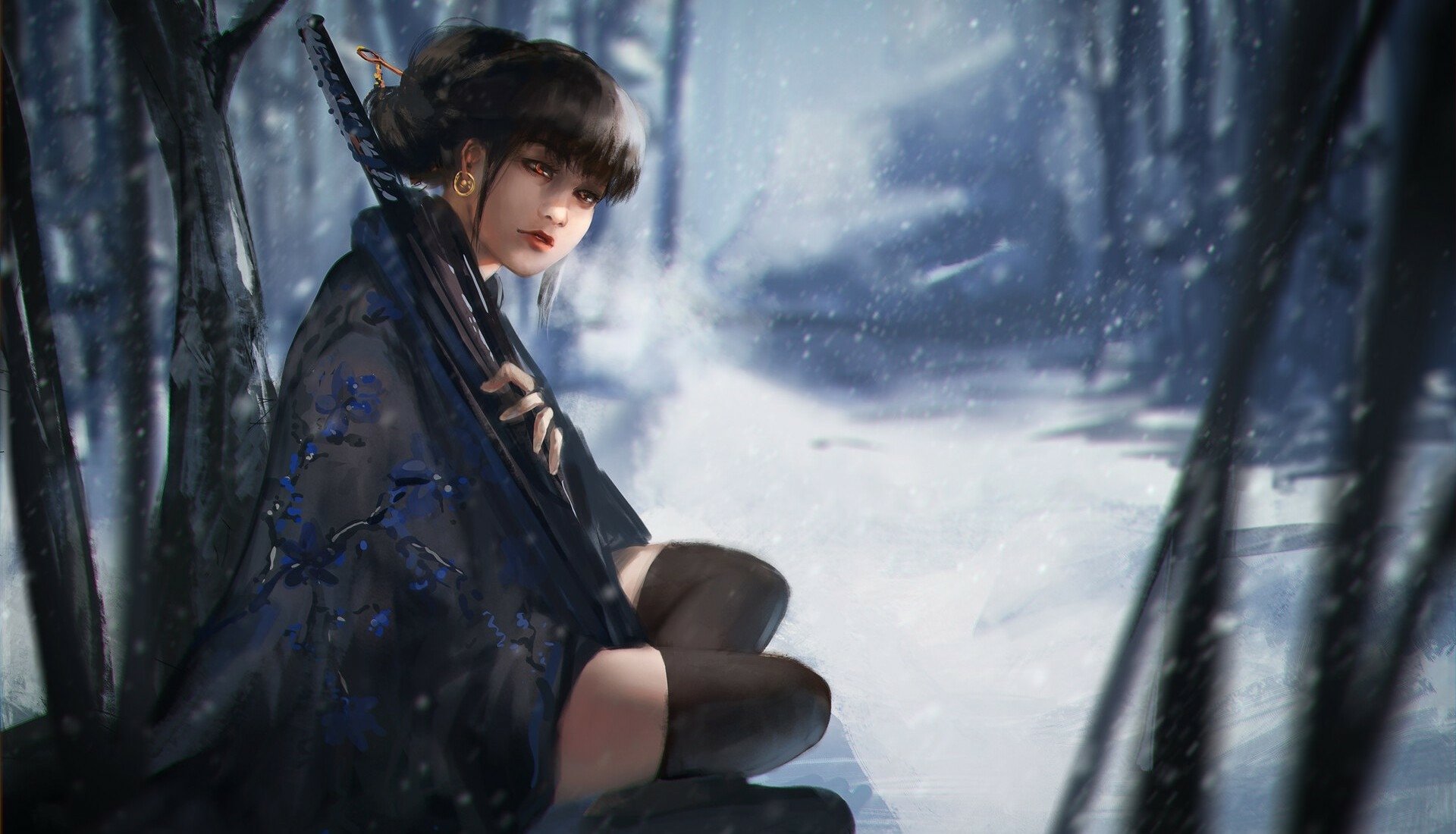 Download Winter Fantasy Woman Warrior Fantasy Winter HD Wallpaper by Karolus Wijaya