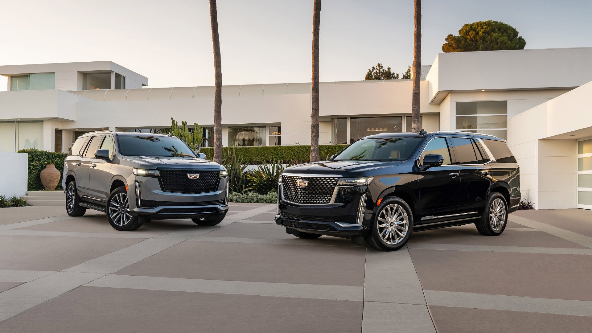 Download Black Car SUV Silver Car Car Cadillac Vehicle Cadillac Escalade 4k Ultra HD Wallpaper