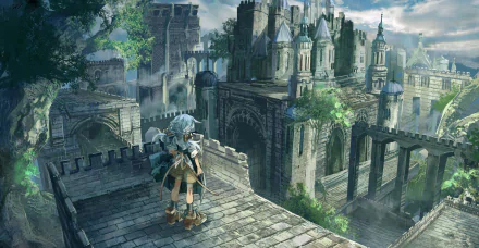 Anime city town castle anime city HD Desktop Wallpaper | Background Image