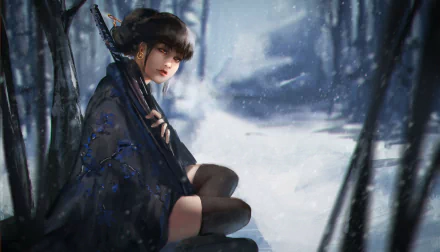 winter fantasy woman warrior fantasy winter HD Desktop Wallpaper | Background Image