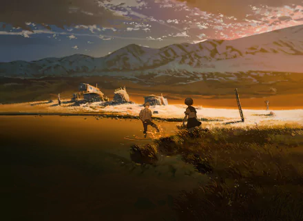 mountain sunset lake Anime nature anime sunset HD Desktop Wallpaper | Background Image